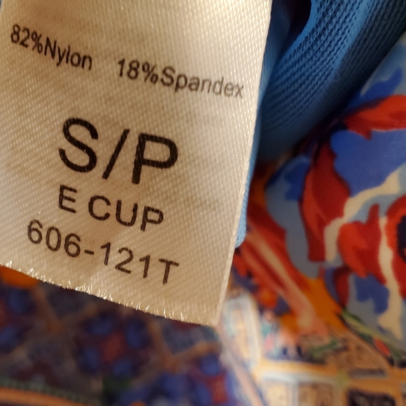 Profile Blush swimwear/ bralette with blue pattern poly fabric layered, SM, NWT - Picture 10 of 10